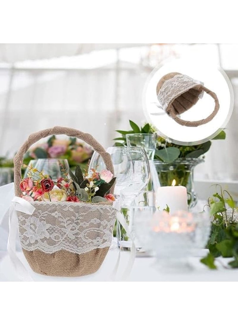 Luckam Small Wicker Basket with Handle - Flower Girl Baskets for Weddings Rattan Basket Wedding Gift Flower Basket - Wicker Baskets Decorative Baskets for Home Decor Willow Basket Wicker Storage Basket - Image 4