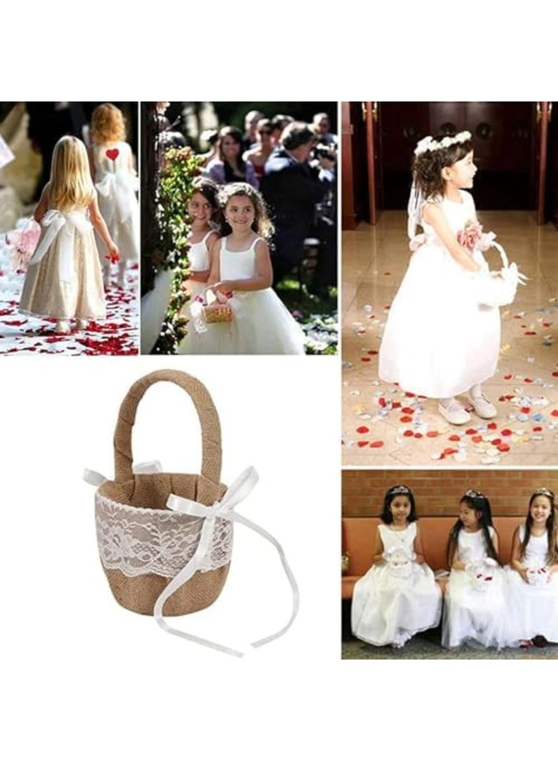 Luckam Small Wicker Basket with Handle - Flower Girl Baskets for Weddings Rattan Basket Wedding Gift Flower Basket - Wicker Baskets Decorative Baskets for Home Decor Willow Basket Wicker Storage Basket - Image 5