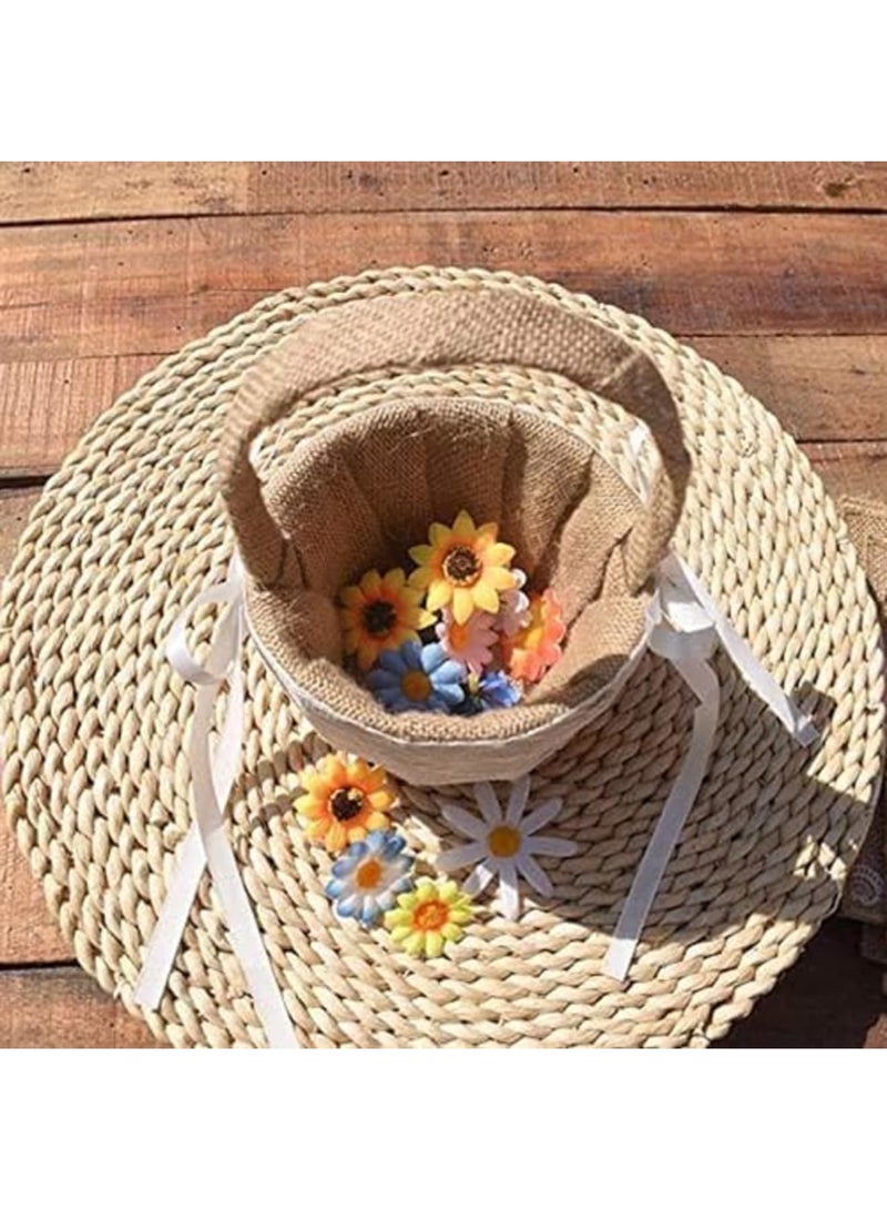 Luckam Small Wicker Basket with Handle - Flower Girl Baskets for Weddings Rattan Basket Wedding Gift Flower Basket - Wicker Baskets Decorative Baskets for Home Decor Willow Basket Wicker Storage Basket - Image 3