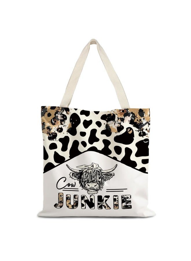 LUVADIAN Canvas Tote Bag Aesthetic,Zoon Cow Dog Cat Tote Bag,Gifts for Women Canvas Tote Bags, Cow, One size - Image 1