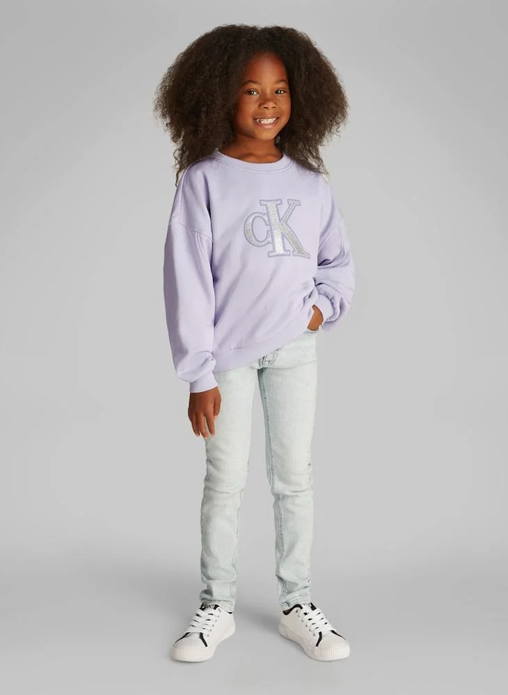 كالفن كلاين جينز Kids Metallic Logo Crew Neck Sweatshirt