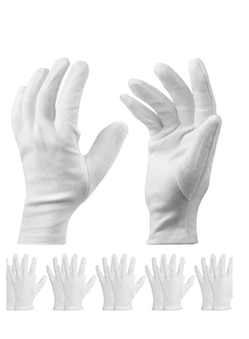 SYOSI White Cotton Gloves Large Moisturizing For Dry Hands Eczema, Overnight Lotion Spa 6 Pairs Jewelry Inspection Work  - Image 1