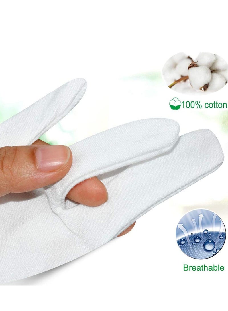 SYOSI White Cotton Gloves Large Moisturizing For Dry Hands Eczema, Overnight Lotion Spa 6 Pairs Jewelry Inspection Work  - Image 3