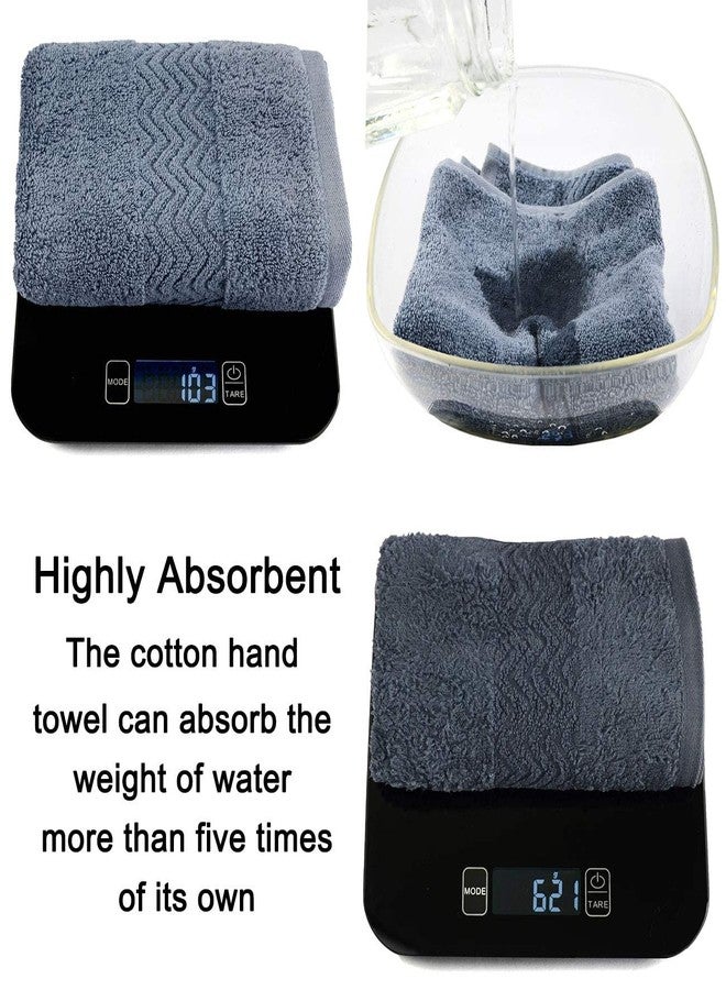 Cleanbear 100% Cotton Hand Towels, Highly Absorbent, Set of 2 (Blue-Grey), 13 x 28 Inches - Image 2