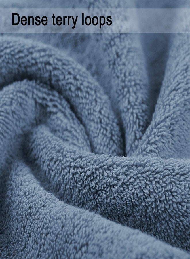 Cleanbear 100% Cotton Hand Towels, Highly Absorbent, Set of 2 (Blue-Grey), 13 x 28 Inches - Image 4
