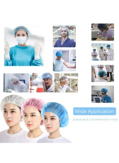 MiMi & BeiBei 100Pcs Bouffant Caps Surgical Head Caps Bouffant Non Woven Cap Dustproof and Disposable Caps Non Woven Shower Caps Disposable Hair Nets Surgical Caps Pink  - Image 4