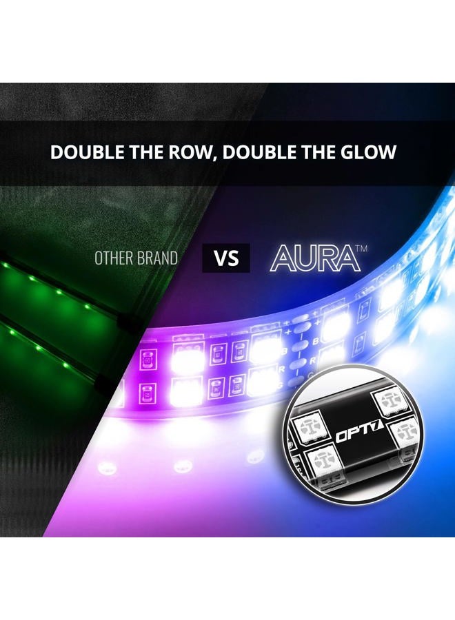 OPT7 Aura DreamColor RGB-IC Car Interior Ambient Light, 6PC Double Row LED Strips, Color Chasing Light Kit w/APP & Remote Control, Universal for Vehicles SUV Trucks Pickups Van - Image 3