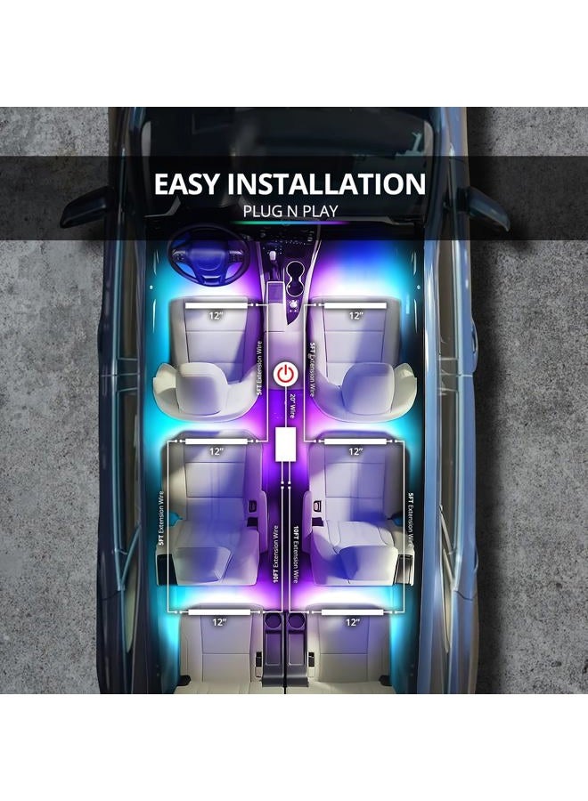 OPT7 Aura DreamColor RGB-IC Car Interior Ambient Light, 6PC Double Row LED Strips, Color Chasing Light Kit w/APP & Remote Control, Universal for Vehicles SUV Trucks Pickups Van - Image 4