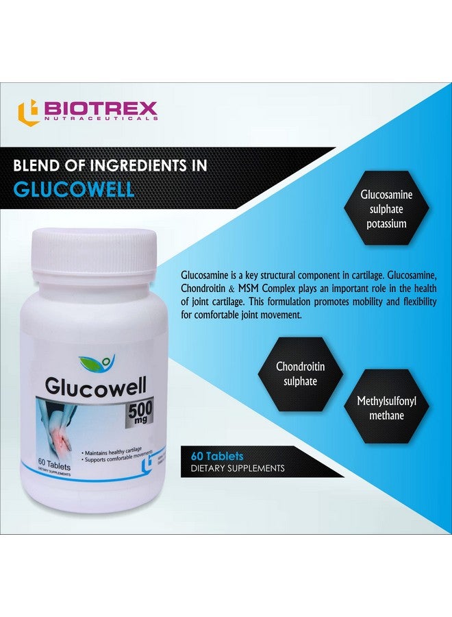 Biotrex Nutraceuticals Glucowell Glucosamine, Msm and Chondroitin 500mg - 60 Tablets | Pack of 2 - Image 5