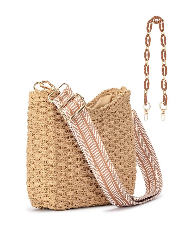 Herald Small Summer Crossbody Bags for Women, Beach Handmade Straw Woven Pocketbooks Handbag Shoulder Purse (Coffee) - Image 1