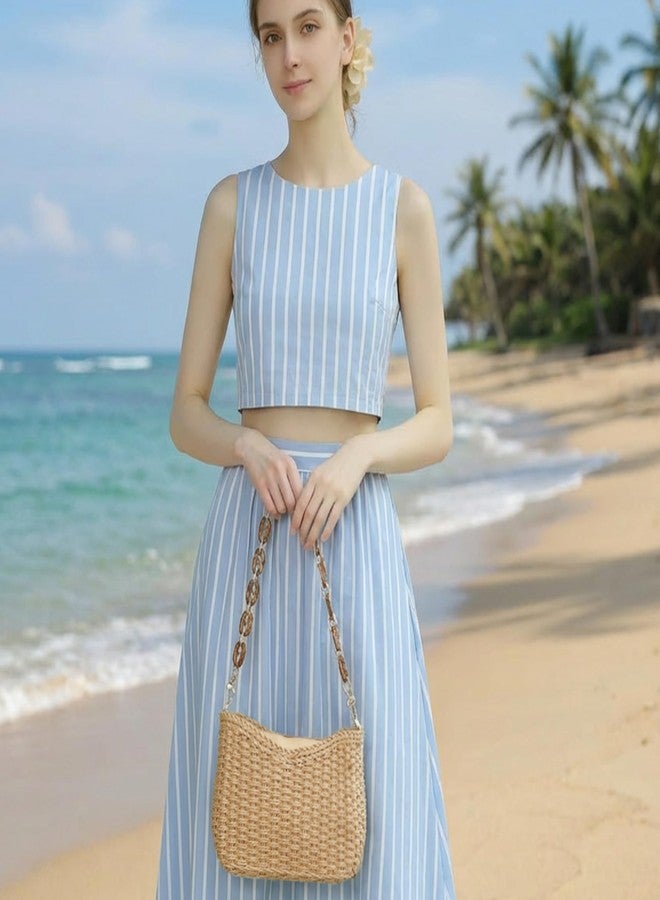 Herald Small Summer Crossbody Bags for Women, Beach Handmade Straw Woven Pocketbooks Handbag Shoulder Purse (Coffee) - Image 2