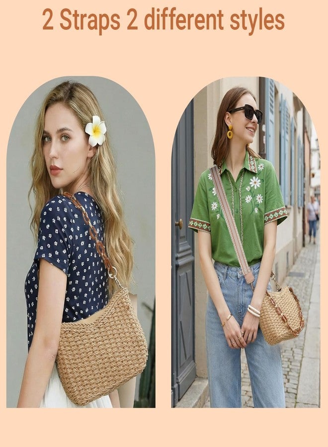 Herald Small Summer Crossbody Bags for Women, Beach Handmade Straw Woven Pocketbooks Handbag Shoulder Purse (Coffee) - Image 4