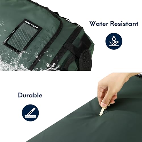 Haimont 50L Travel Duffle Bag for Men Women Foldable Sports Duffle Backpack for Gym Hiking Camping Workout Outdoor 60L with Pocket & Shoe Compartment, Upgrade, Army Green - Image 2
