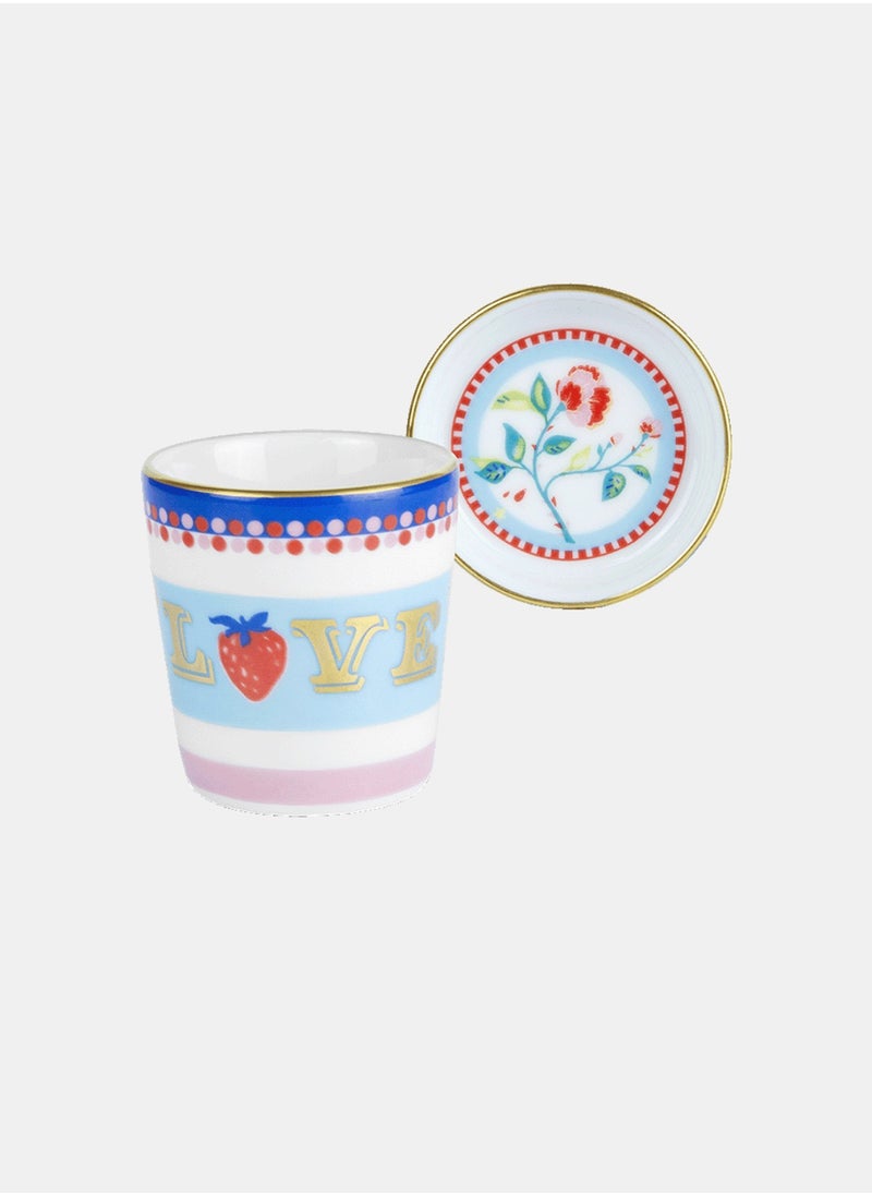 Baci milano - Espresso Porcelain Cup with Lid/Saucer "Love" – 5.5x7 cm Mamma Mia - Image 1