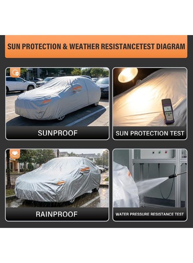 6-Layer Waterproof Car Cover for Sedan (178"-185") - All Weather Outdoor Rain Sun UV Protection with Driver-Side Zipper - Image 2