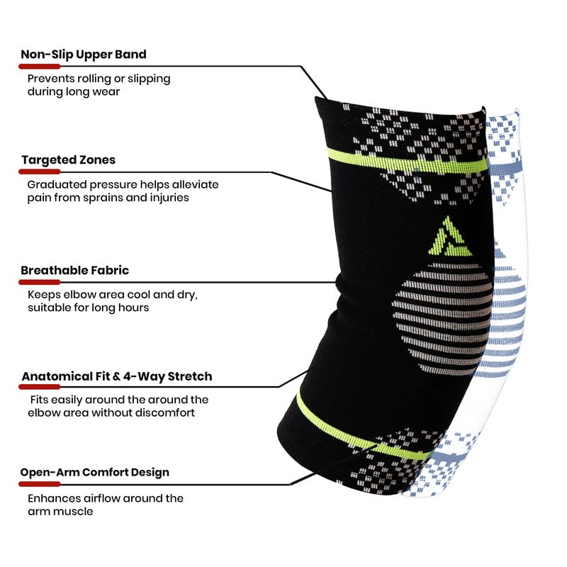 ACTIFIT Elbow Support for Men and Women, Pain Relief for Tennis Elbow, Arthritis, Tendonitis, Compression Support Brace, Stretchable and Breathable Fabric, Multicolor, M Size, Pack of 1 - Image 2