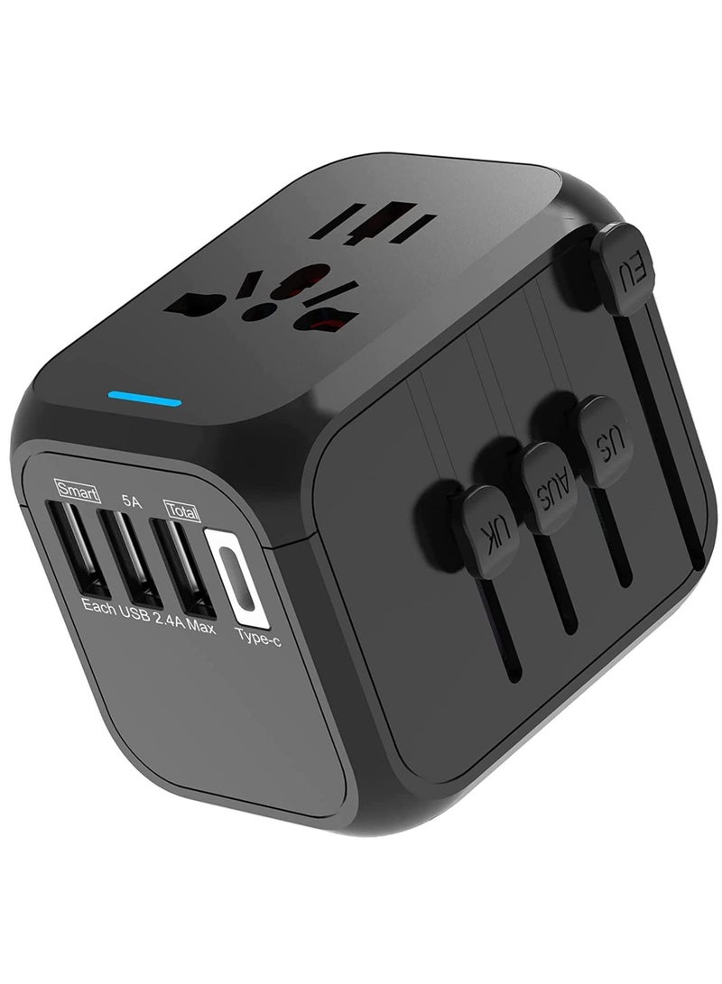 ELTRAZONE International Power Adapter, All in One Wall Outlet Adaptor Charger with High Speed 2.4A 3USB & 3.0A Type-C, Worldwide Travel Plug Adapter - Image 1