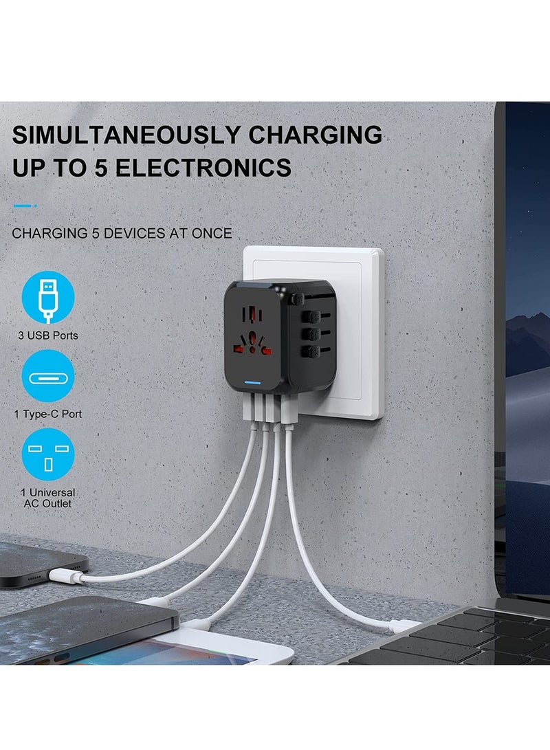 ELTRAZONE International Power Adapter, All in One Wall Outlet Adaptor Charger with High Speed 2.4A 3USB & 3.0A Type-C, Worldwide Travel Plug Adapter - Image 3