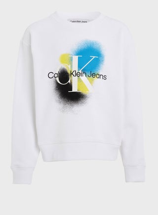 Logo Spray Print Round Neck Sweatshirt