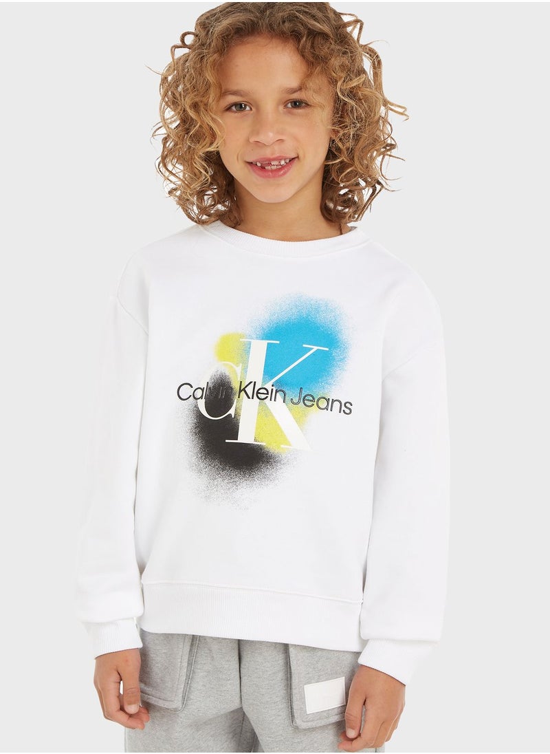 Calvin Klein Jeans - Logo Spray Print Round Neck Sweatshirt - Image 1