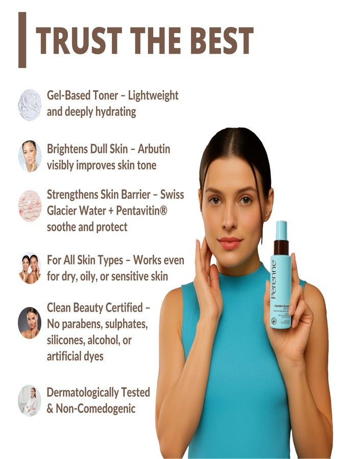 Perenne Hydration Booster Water Gel Toner with Hyaluronic Acid & Swiss Glacier Water | Lightweight Gel Formula for Deep Hydration & Brightening | For All Skin Types | 100ml - Image 2