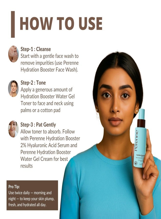 Perenne Hydration Booster Water Gel Toner with Hyaluronic Acid & Swiss Glacier Water | Lightweight Gel Formula for Deep Hydration & Brightening | For All Skin Types | 100ml - Image 3