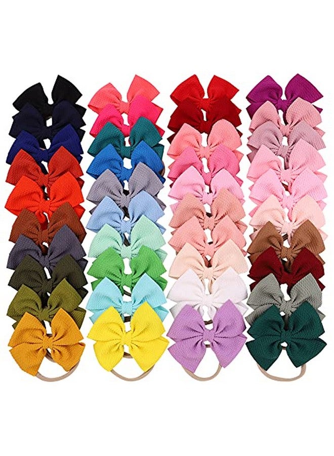 jollybows 40pcs Baby Girls Hair Bows Headband Nylon Hair Band Elastic Hair Accessories for Kids Infants Toddlers - Image 1