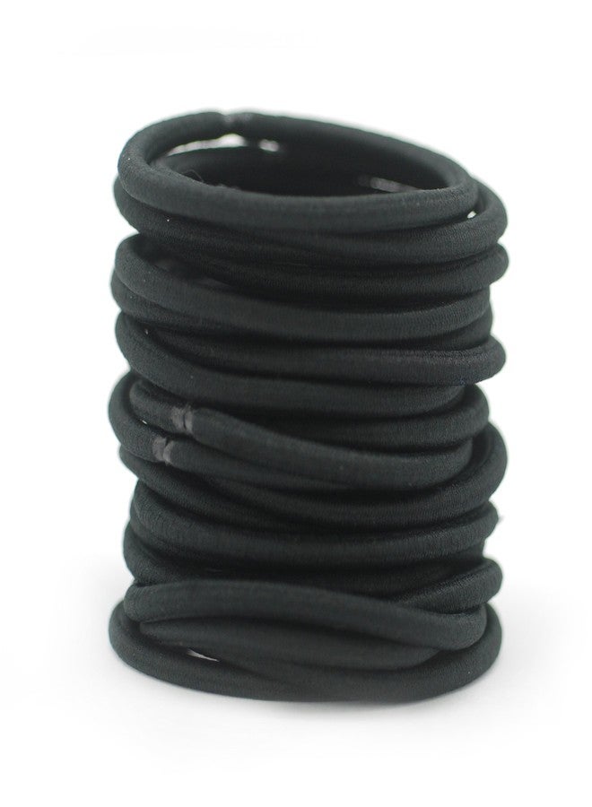 Basicare Black Color Long Lasting Snag Free Round Elastic. No Metal Hair Elastics, Elastic Hair Band For Thick, Curly And Straight Hair Ponytail Holders. Hair Ties For Girls. Pack Of 24 - Image 1