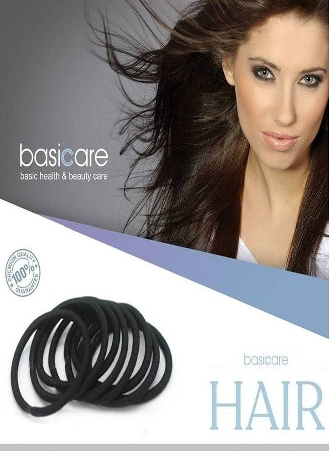 Basicare Black Color Long Lasting Snag Free Round Elastic. No Metal Hair Elastics, Elastic Hair Band For Thick, Curly And Straight Hair Ponytail Holders. Hair Ties For Girls. Pack Of 24 - Image 2