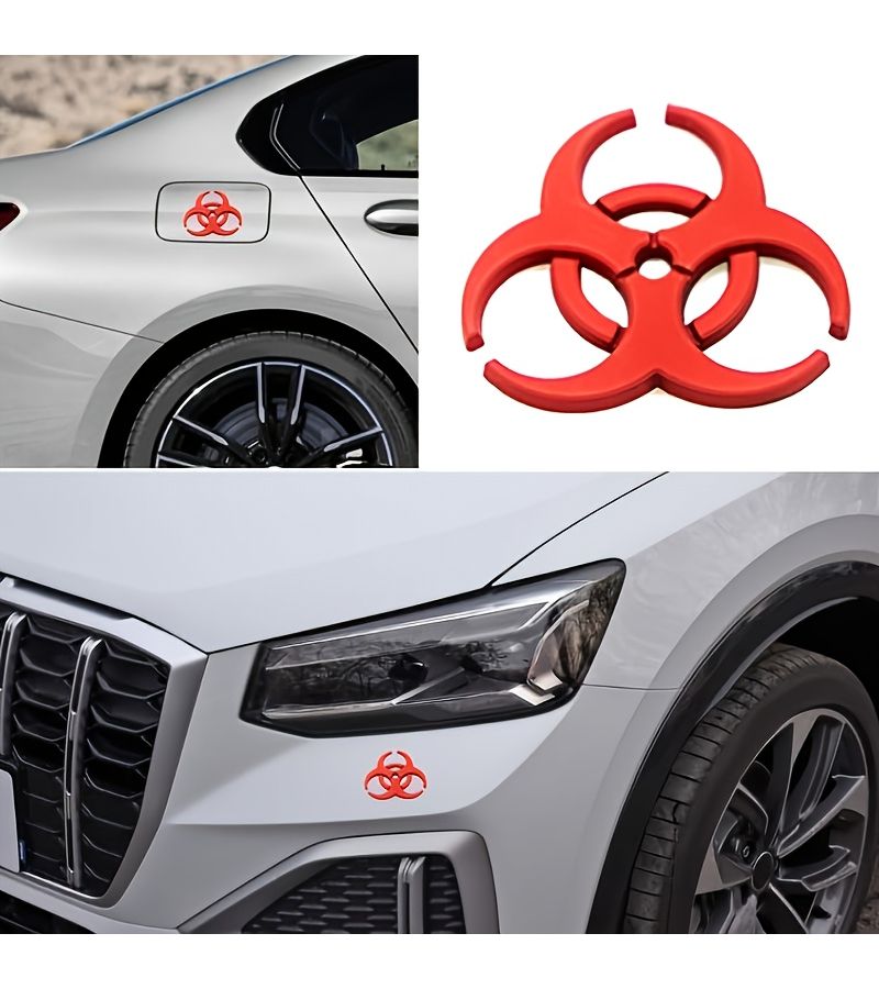 2pcs Black 3D Metal Bio Car Badges Universal Fit Vehicle Motorcycle Decoration Durable - Image 3