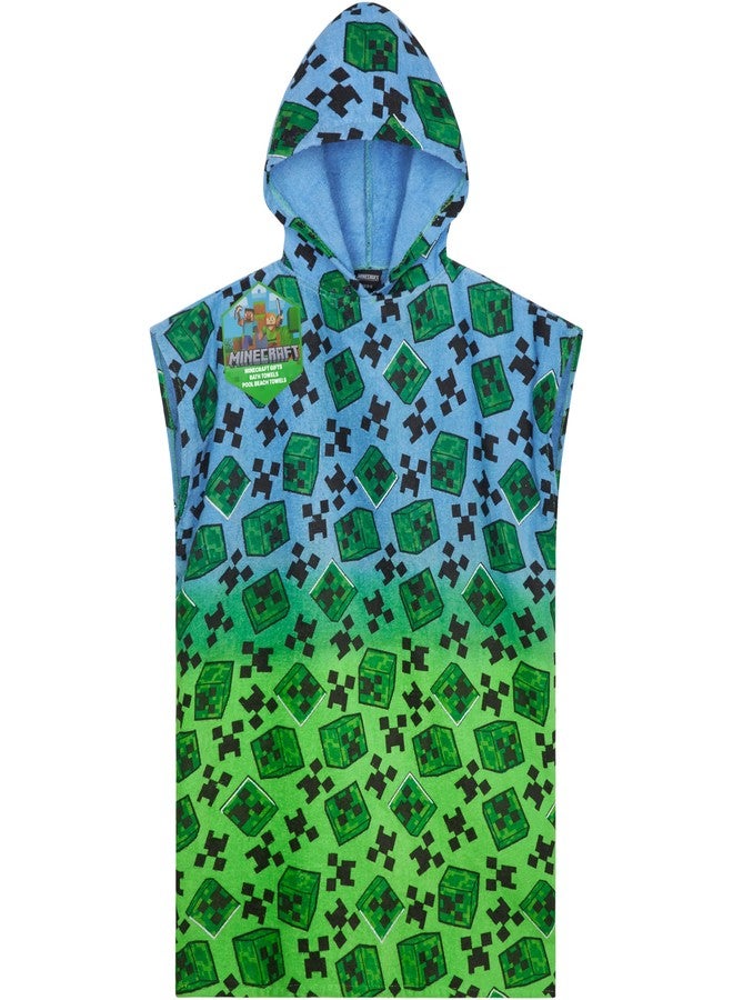 MINECRAFT بونشو ماينكرافت للأطفال والمراهقين، مناشف حمام بغطاء رأس، مناشف شاطئ ماصة (متعدد، 6-9 سنوات) - Image 1