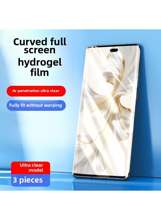 Applicable To For Huawei Glory 300/200/100Pro Mobile Phone Film X60/x50gt Hydraulic 90/80/70/60 Steel-Color:Ultra Clear★Hydrogel Film [full Screen Without Warping★Fingerprint Unlocking In Seconds] 3 Pieces-Size:Honor 80 Pro Curved Screen Version  - Image 1