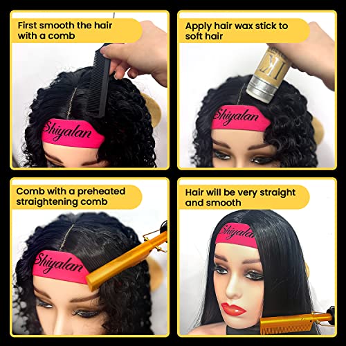 Shiyalan Hot Comb Set 7Pcs, Electric Hair Straightener Pressing Comb for Black Hair, Hot Comb Set with Wig Wax Stick, Lace Band, Rat Tail Comb ＆Salon Clips - Image 5