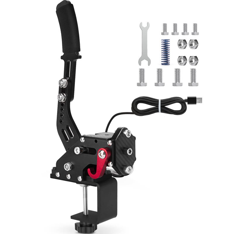 Generic aikeec USB Handbrake Clamp for PC Sim Racing Games G25 G27 G29 T500 FANATECOSW Dirt Rally Windows (Black+Clamp) [video game]  - Image 1