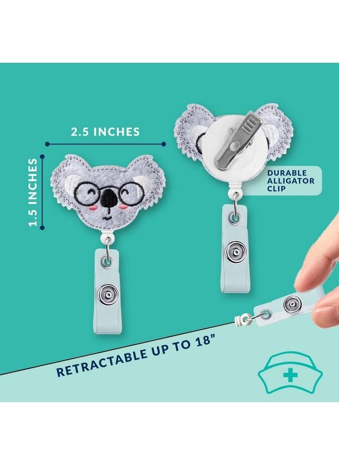 Nurseology - Koala Badge Clips Retractable Nurse Badge Reel Felt Nurse Badge Reels Retractable Cute Id Badge Clip Cute Badge Reel For Nurses Nurse Badge Holders For Women And Men - Image 1