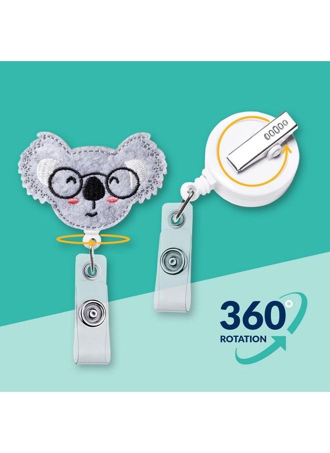 Nurseology - Koala Badge Clips Retractable Nurse Badge Reel Felt Nurse Badge Reels Retractable Cute Id Badge Clip Cute Badge Reel For Nurses Nurse Badge Holders For Women And Men - Image 1