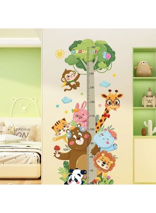 Kids Forest Animal Height Growth Chart Wall Sticker, Cartoon Giraffe Monkey Self-Adhesive Height Ruler, Removable PVC Nursery Wall Decal, Baby Height Measurement Wallpaper for Bedroom Playroom - Image 3