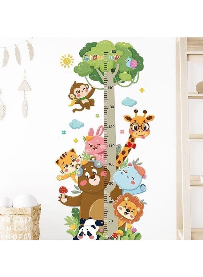 Kids Forest Animal Height Growth Chart Wall Sticker, Cartoon Giraffe Monkey Self-Adhesive Height Ruler, Removable PVC Nursery Wall Decal, Baby Height Measurement Wallpaper for Bedroom Playroom - Image 2