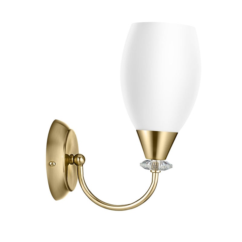 wipro BeuHome Single Wall Light BW06 | Premium Indoor Decorative Light with White Frosted Glass | Contemporary Sleek Design | Surface Mounted Classic Wall Light | E27 (1H, Brush Bronze) - Image 3