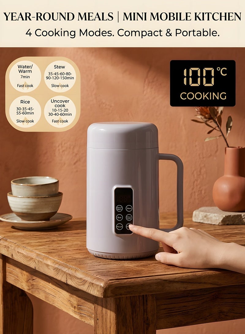 Beauenty Portable Electric Pot,Mini Electric Kettle - Portable Travel Tea Kettle with Temperature & Time Control,Non-stick 28oz Travel Electric Hot Pot for Cooking Dorm Room(Purple) - Image 4