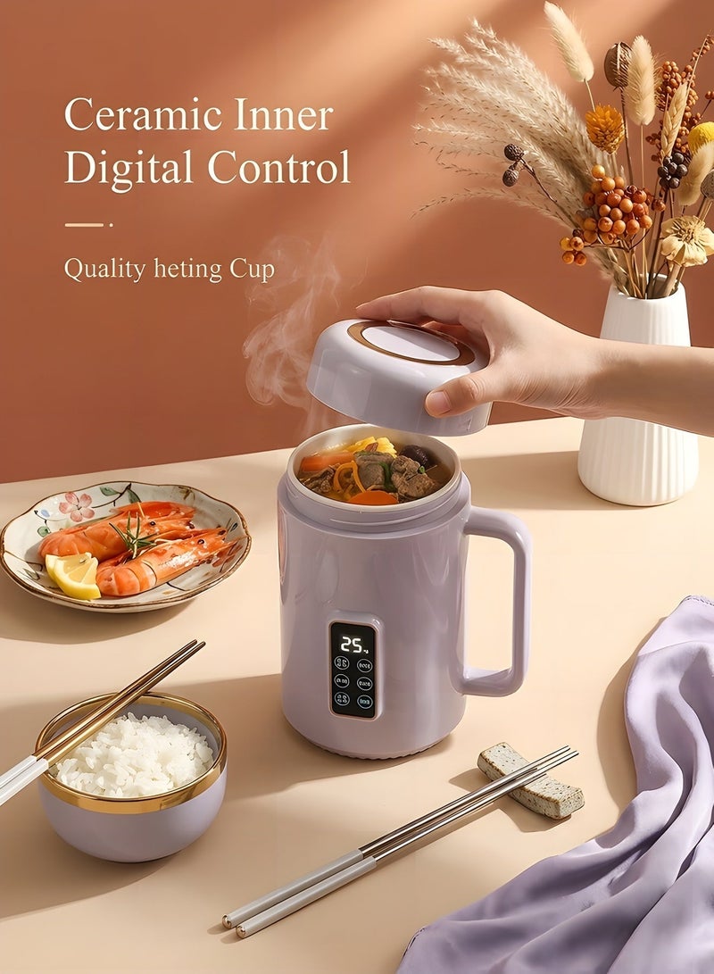 Beauenty Portable Electric Pot,Mini Electric Kettle - Portable Travel Tea Kettle with Temperature & Time Control,Non-stick 28oz Travel Electric Hot Pot for Cooking Dorm Room(Purple) - Image 2