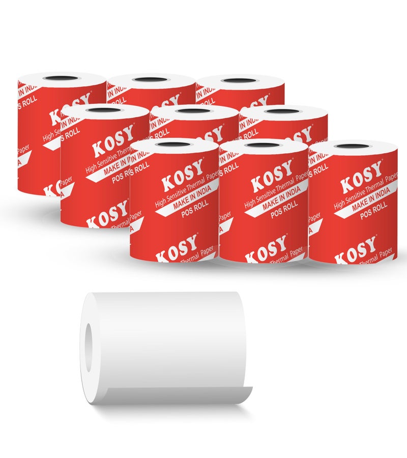 KOSY Thermal Paper Rolls for POS Machine 3 Inch 80mm BPA Free White Receipt Paper for Billing Counters Retail Stores Hotels and POS Systems Smooth Feed Pack of 9 - Image 1