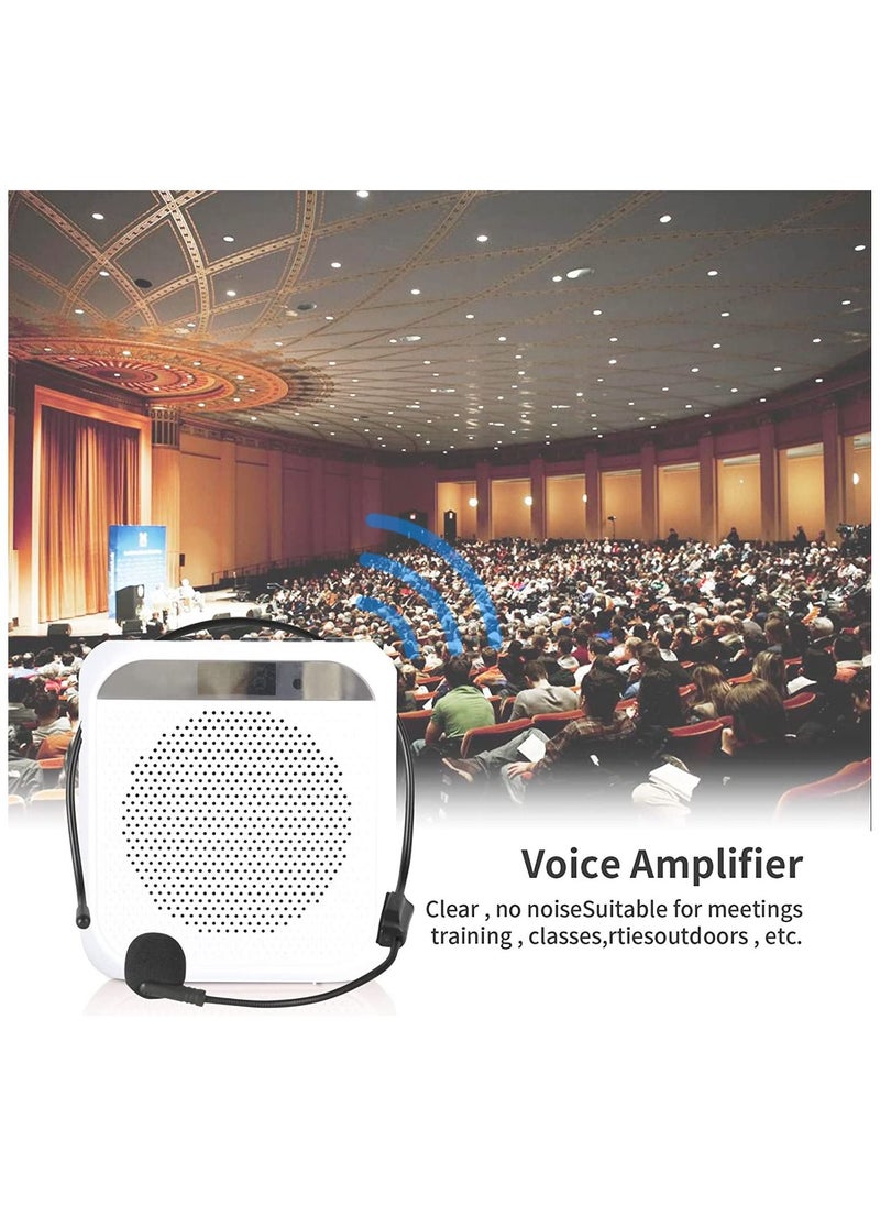 Generic - Voice Amplifier with Wired Microphone Headset, Portable Rechargeable PA System Speaker Personal Microphone Speech Amplifier, Loudspeaker for Teachers, Tour Guides/Coaches Metting/Yoga/Fitness (White) - Image 1