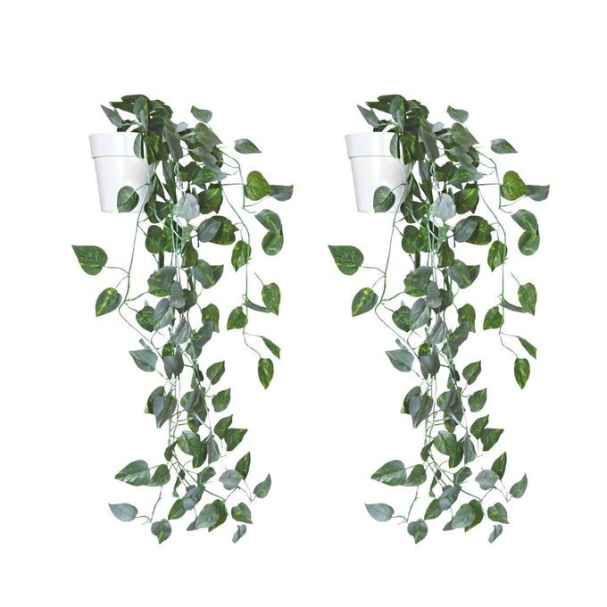 Artificial Vine Plant Falling with Pot Pack of 2 Natural Touch Feel Home Dcor with Small Size Pot Small Faux Plants for Home Decor Office Decor Size 60 X 25 X 20 CM