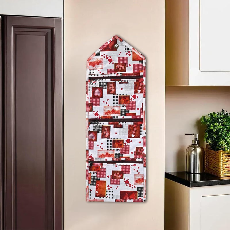 Kuber Industries Wall Hanging Closet Organizer for Wardrobe with 3 Pockets Zip Letter Holder Socks Tie Storage Pouches Dil Design White - Image 1