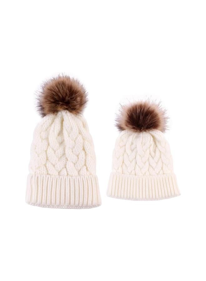 klarako 2PCS Mother&Baby Hat Parent-Child Hat Family Matching Cap Winter Warmer Knit Wool Beanie Ski Cap - Image 1