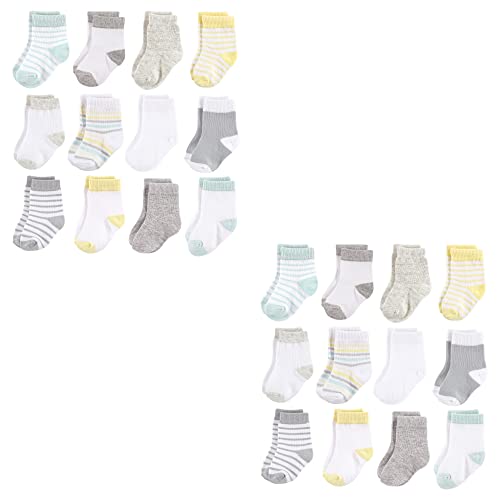 Hudson Baby Unisex Baby Cotton Rich Newborn and Terry Socks Multi-Pack, Neutral Stripe 24-Piece, 6-12 Months - Image 1