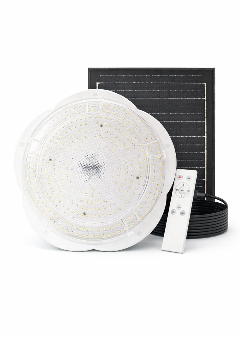 مودي مصباح سقف شمسي بقدرة 30 واط مع بطارية 24 أمبير/ساعة، سلك تمديد بطول 5 أمتار وجهاز تحكم عن بعد، 3 أوضاع إضاءة، لوحة أحادية البلورة، احتياطي طاقة يصل إلى 12 ساعة، مصباح LED داخلي/خارجي - Image 1