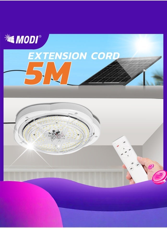 مودي مصباح سقف شمسي بقدرة 30 واط مع بطارية 24 أمبير/ساعة، سلك تمديد بطول 5 أمتار وجهاز تحكم عن بعد، 3 أوضاع إضاءة، لوحة أحادية البلورة، احتياطي طاقة يصل إلى 12 ساعة، مصباح LED داخلي/خارجي - Image 2