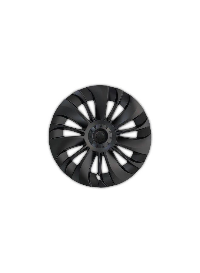 HPS Tesla Model Y 19-Inch Wheel Covers – Glossy Black Matte Finish | Set of 4 ABS Hubcaps for Gemini Wheels  - Image 1
